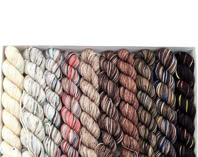 Koigu KPPM pencil box, mocha mousse, fingering weight yarn