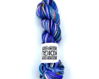 Koigu Othello Bulky Merino Wool Yarn, Hand Dyed Purple Teal Green, 100g 95 yds