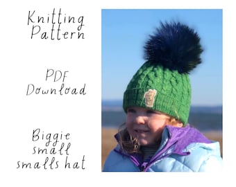 Hat Knitting Pattern,  Biggie Small Smalls Hat, Malabrigo Worsted Yarn, Worsted weight hat pattern, fold up brim hat pattern, PDF download