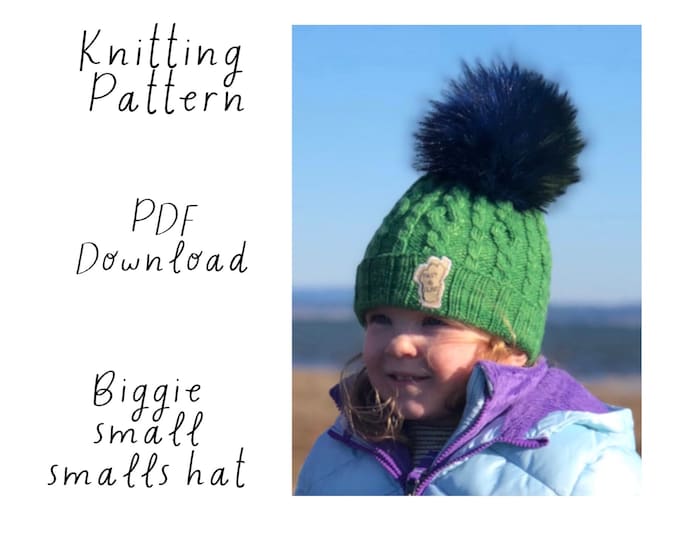 Hat Knitting Pattern,  Biggie Small Smalls Hat, Malabrigo Worsted Yarn, Worsted weight hat pattern, fold up brim hat pattern, PDF download