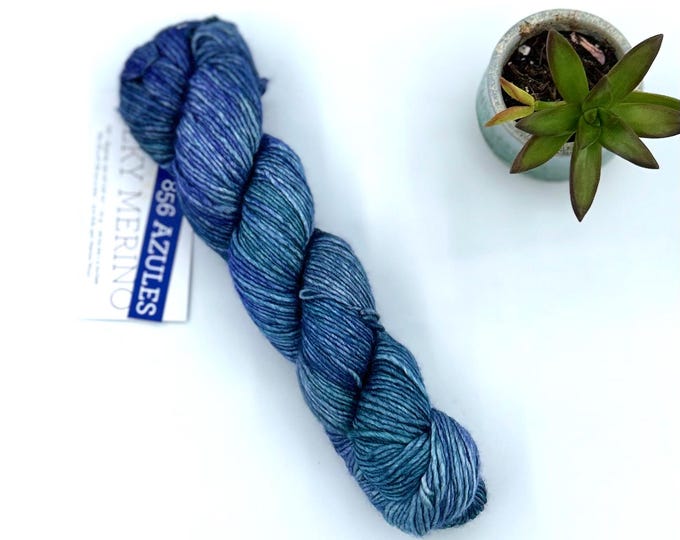 Malabrigo Silky Merino, Dk weight yarn, azules, blue merino silk blend