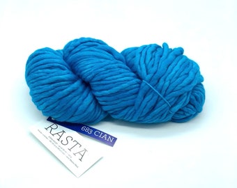Malabrigo Rasta Cian Blue, Super Bulky Merino Wool Yarn
