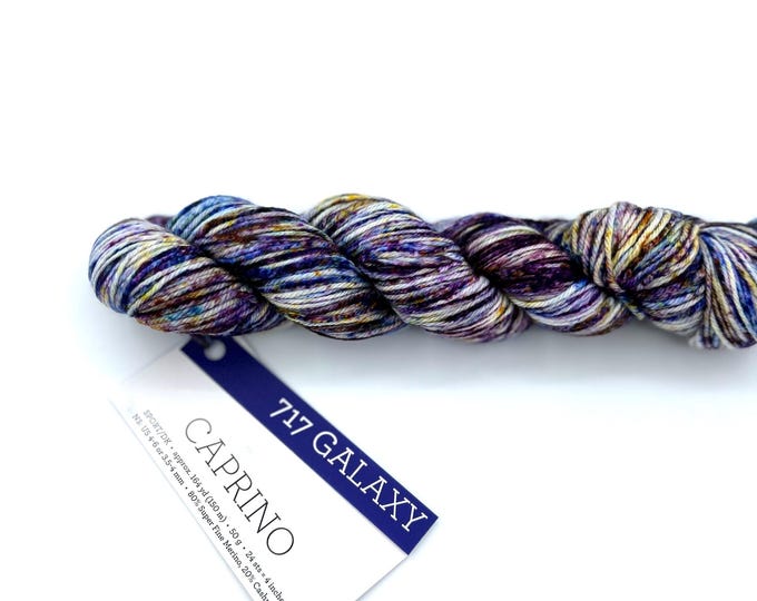 Malabrigo Caprino Yarn Galaxy 717 - Merino Cashmere Sport DK - Hand Dyed Speckled Yarn for Knitting and Crochet