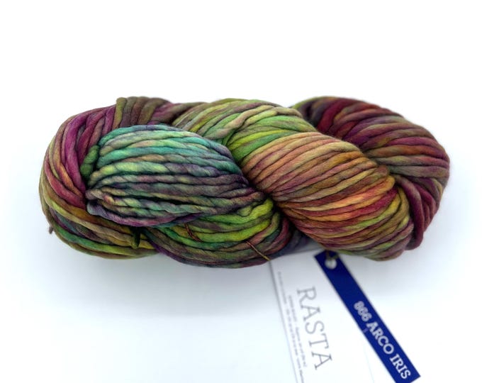 Malabrigo Rasta Yarn, Super Bulky, 100% Merino Wool, 866 Arco Iris