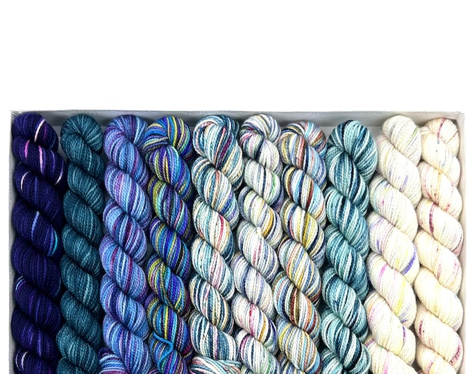 Koigu KPPM pencil box, Kingsport, fingering weight yarn