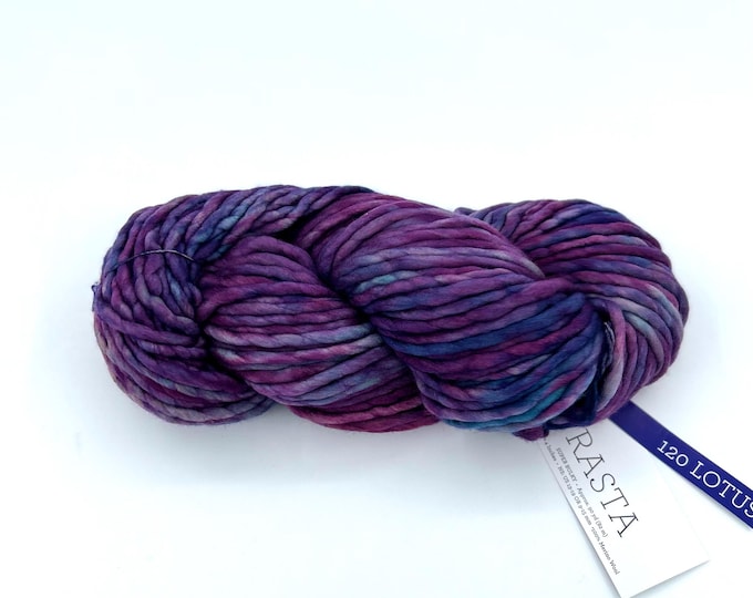 Malabrigo Rasta Yarn, Super Bulky, 100% Merino Wool, Lotus 120, Purple Merino Wool