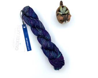 Malabrigo Silky Merino, hilo de grosor Dk, lote único, mezcla de seda merino morada