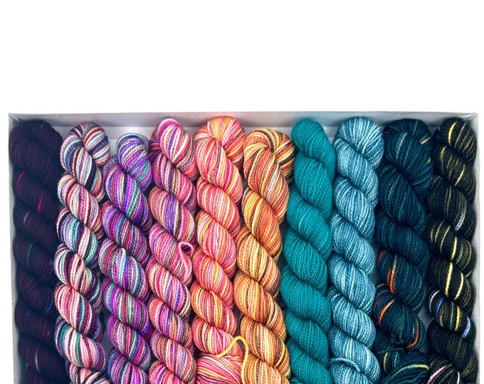 Koigu KPPPM pencil box, Winery, fingering weight yarn