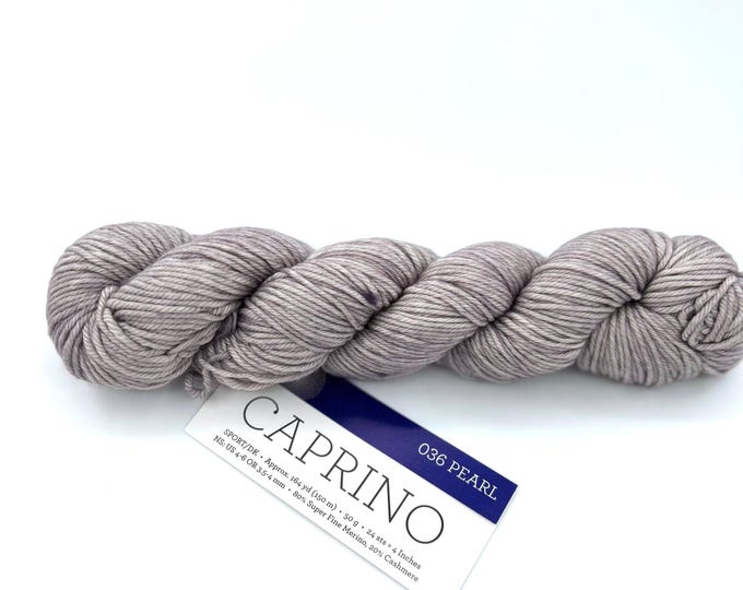 Malabrigo Caprino Yarn, Merino Cashmere Sport DK, Hand Dyed Silver Gray, 50g 164 yds