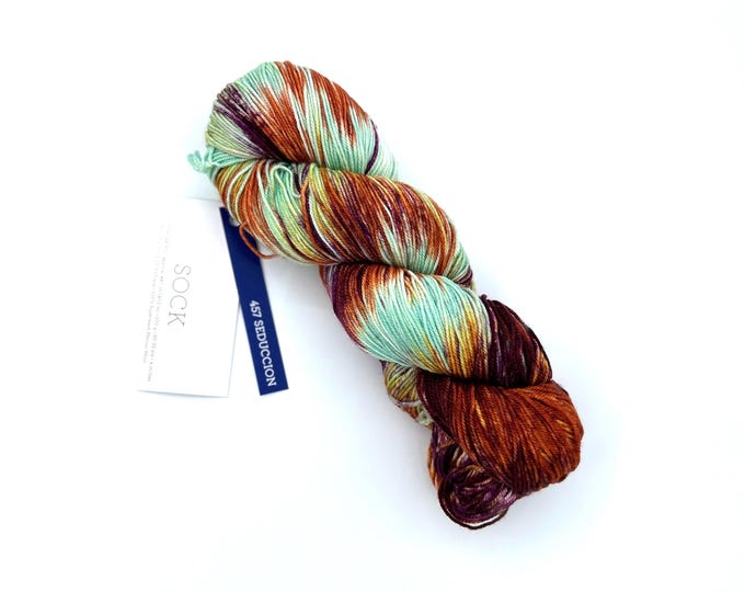 New Color!!  Malabrigo sock, 457 Seducción , 100% Merino Superwash, fingering weight yarn, 440 Yards per skein
