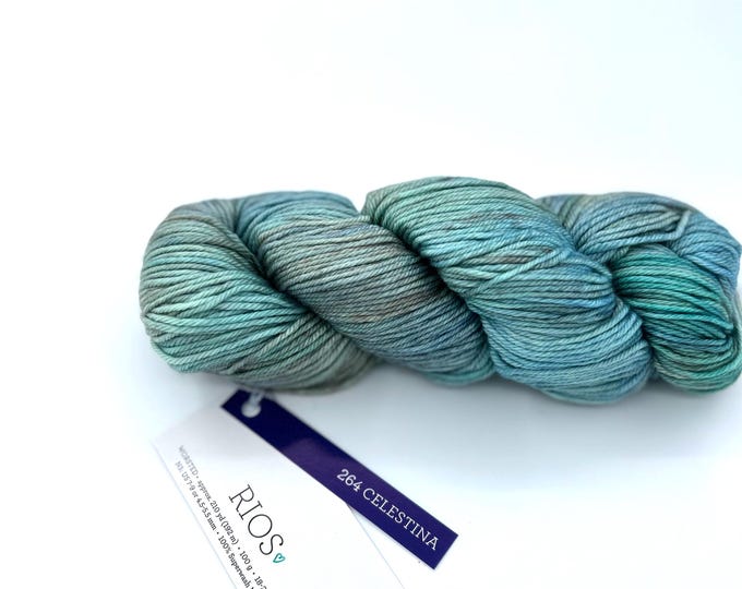 New Color!!! Malabrigo Rios Yarn, Celestina, 264, Worsted, 100% Superwash Merino Wool