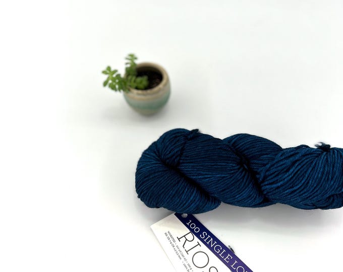 Malabrigo Rios Yarn + Hat Knitting Pattern, Worsted, 100% Merino Wool, single lot, navy blue