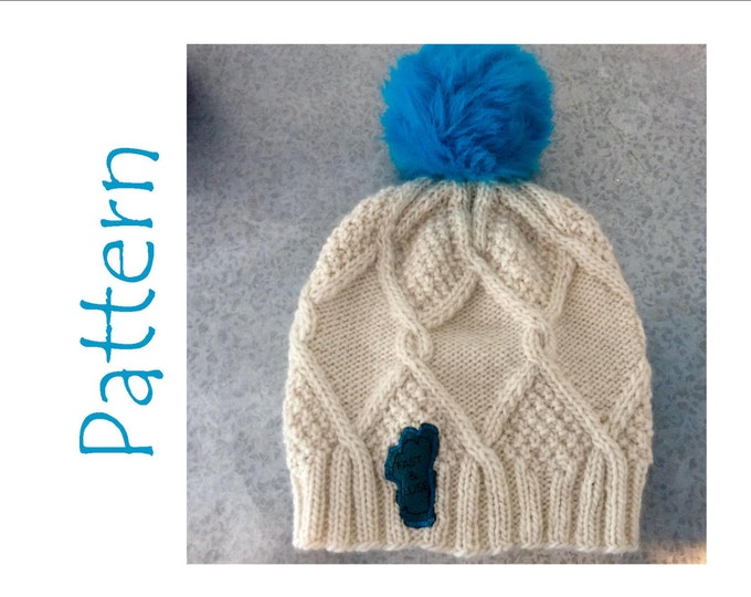 Knitting Pattern, Hat Pattern, cable and seed stitch hat pattern, Worsted weight hat pattern