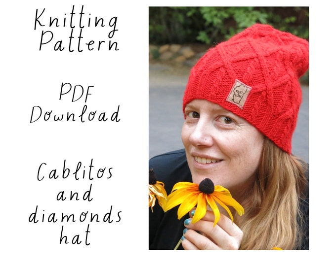 Knitting Pattern, Hat pattern,  Slouchy Beanie Instructions, Worsted Weight Hat Pattern, Textured Hat Pattern, PDF Dowmload