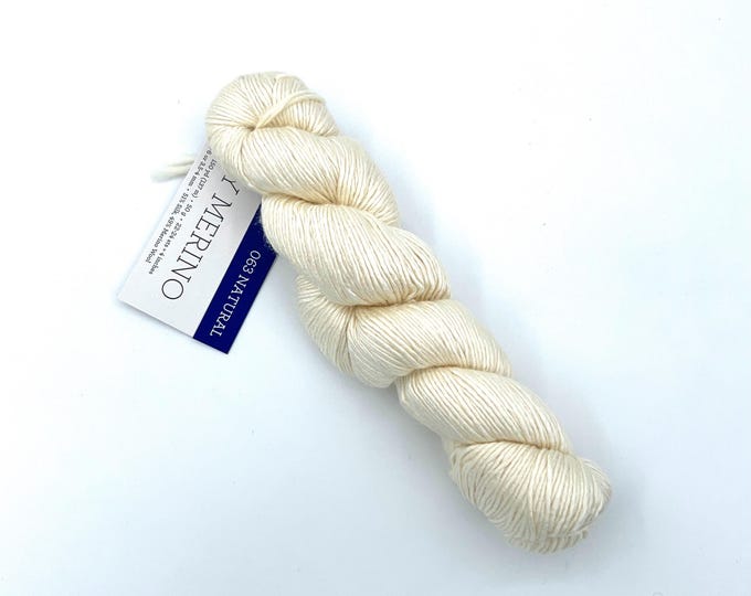 Malabrigo Silky Merino, Dk weight yarn, 063 Natural, white merino silk blend