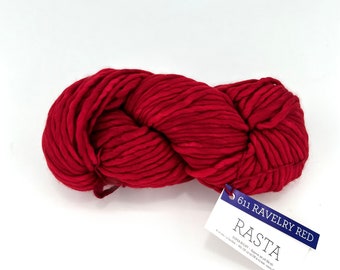 Malabrigo Rasta Yarn, Super Bulky, 100% Merino Wool, Ravelry Red, red merino yarn