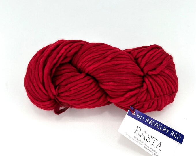 Malabrigo Rasta Yarn, Super Bulky, 100% Merino Wool, Ravelry Red, red merino yarn