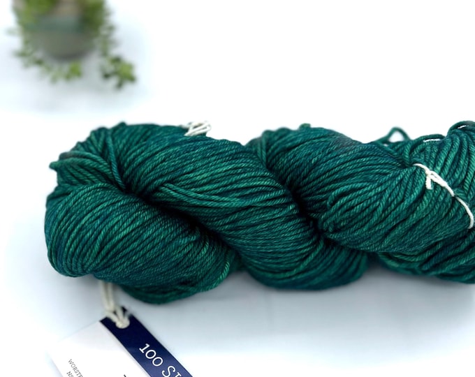Malabrigo Rios Yarn + Hat Knitting Pattern, Worsted weight, 100% Merino Wool, Green, single lot