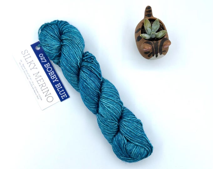 Malabrigo Silky Merino, Dk weight yarn, Bobby blue, blue merino silk blend