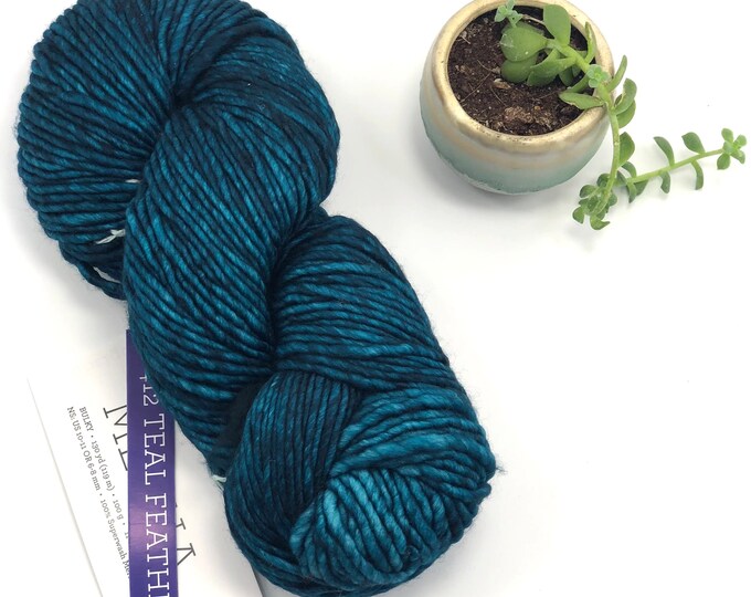 Malabrigo Mecha Yarn, Bulky weight yarn, 100% Merino Wool, Teal Feather, 412