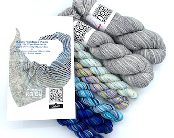 Vestiges Shawl Yarn Pack, Cobalt colorway, Koigu jasmine yarn, dk weight, 100% Merino Wool