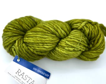 Malabrigo Rasta Yarn, Super Bulky, 100% Merino Wool, single lot, lime green
