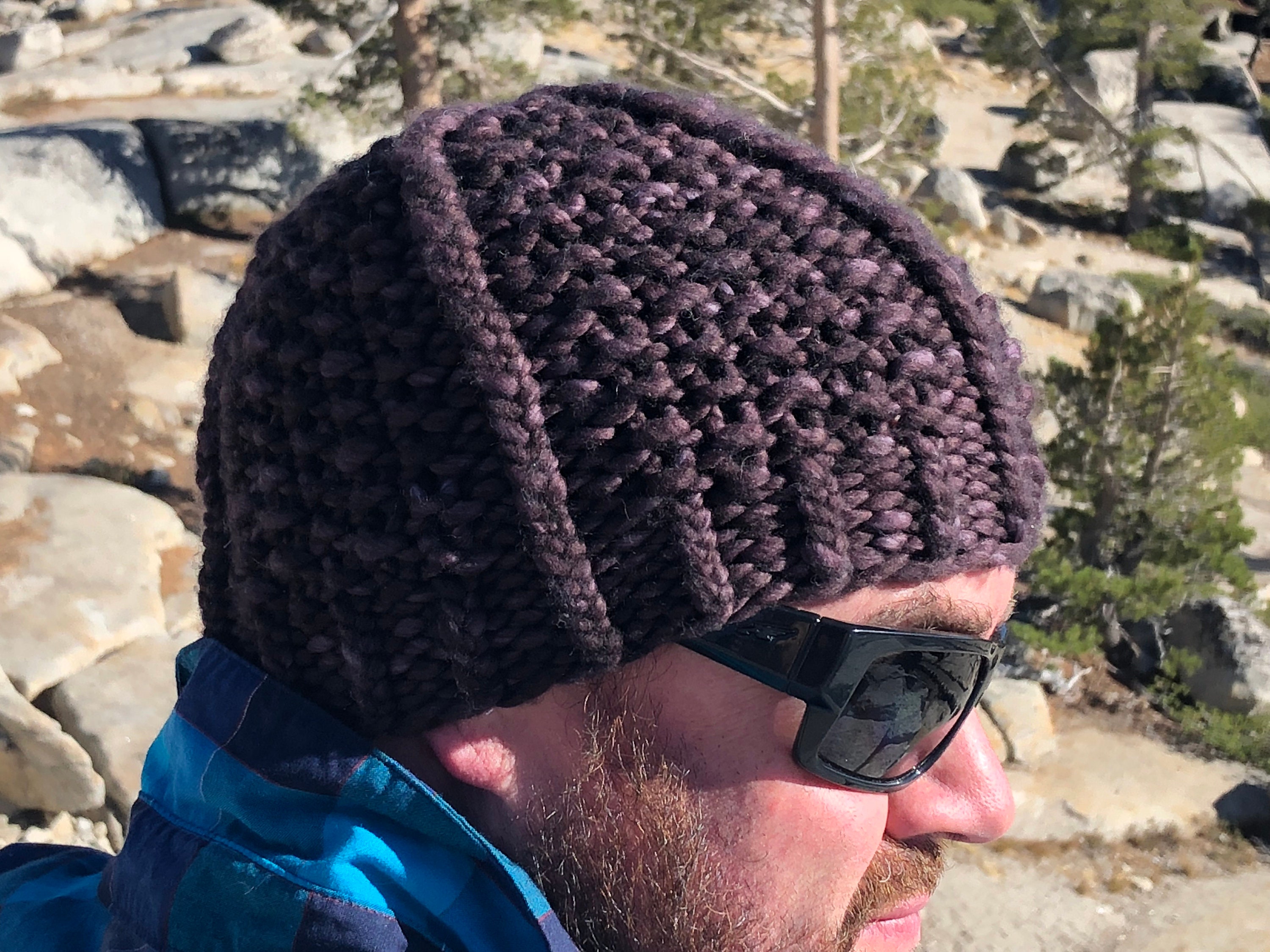 Hat Knitting Pattern, Super Chunky Seed and Strip Hat, Malabrigo Rasta