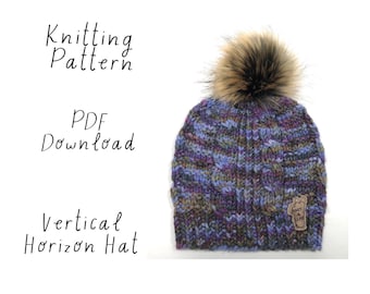Knitting Pattern, Cable and rib hat Hat, Bulky yarn hat pattern