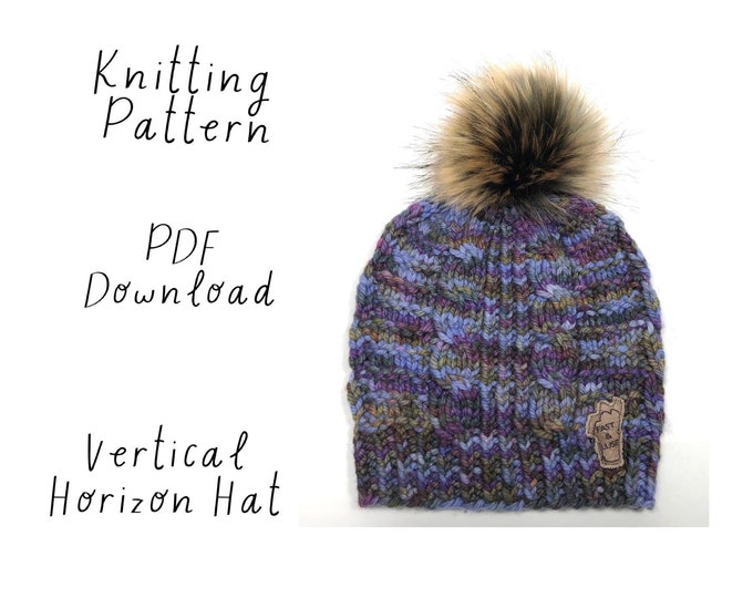 Knitting Pattern, Cable and rib hat Hat, Bulky yarn hat pattern