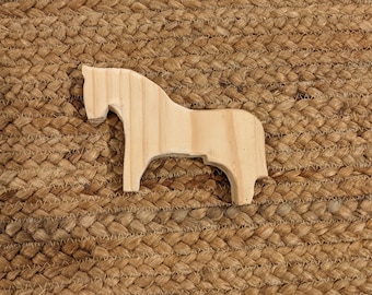 Viking Style Dala Horse Natural Wood Swedish Horse For DIY Craft Woodcarving Antique Style Wooden Dalahäst Scandinavian Norse Fjord Horse