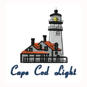 Highland Lighthouse Cape Cod Below Custom Monogram Machine Embroidery Design Digital Download Sweatshirt Jacket Cap Polo Shirt Hat Hoodie