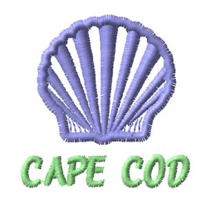 Cape Cod Scallop Shell 2 Ocean Beach Custom Monogram Machine Embroidery Apparel Embellishment Design Digital Download Hoodie Sweatshirt Caps