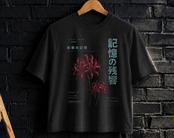 Red Spider Lily Shirt, Japanese Floral Graphic Tee, Dark Botanical Streetwear, Y2K Shirt or Sweatshirt