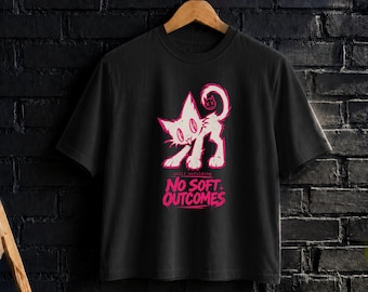 Alternative Cat Shirt and Sweatshirt, Punk Doodle Graphic Tee, Grunge Streetwear, Y2K Cat Shirt, No Soft Outcomes Unisex Top