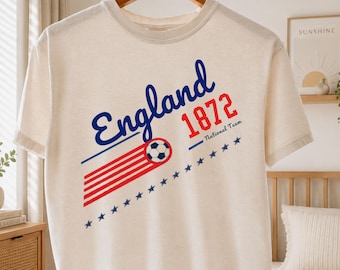 England 1872 Football Shirt, Retro Soccer Graphic Tee, Varsity Style National Team T-Shirt