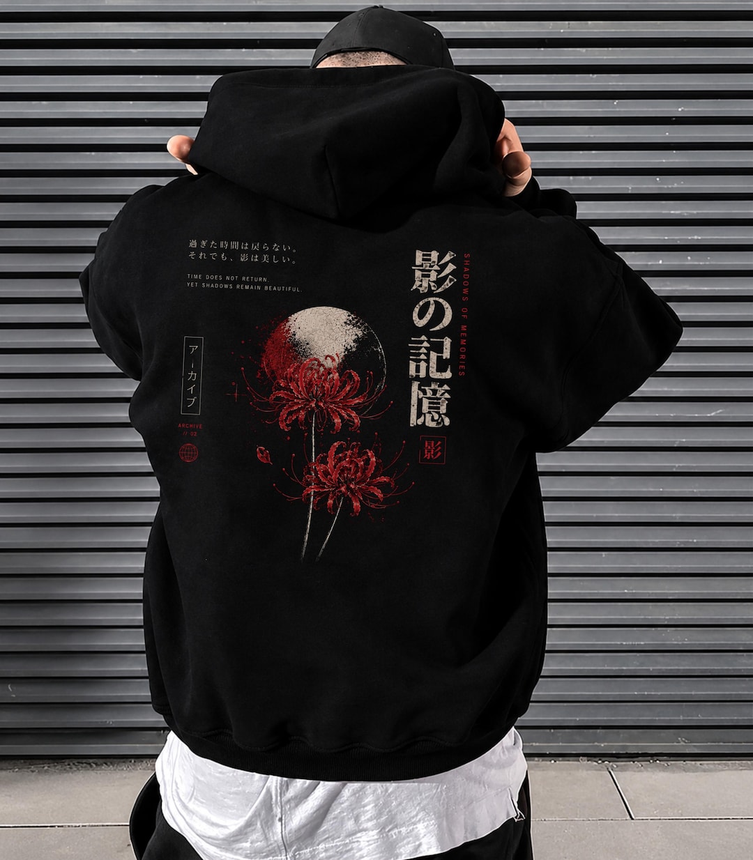 Red Spider Lily Hoodie, Japanese Gothic Back Print Hoodie, Higanbana Streetwear, Dark Floral Graphic Sweatshirt, Alternative Grunge Hoodie