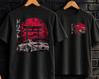 JDM Drift Shirt and Sweatshirt, Japanese Car Graphic Tee, Touge Streetwear, Torii Gate Back Print, Tuner Car Gift