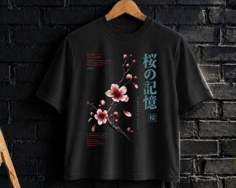 Sakura Japanese Streetwear Shirt, Cherry Blossom Graphic Tee or Sweatshirt, Y2K Alternative Unisex Floral Japan Aesthetic Top