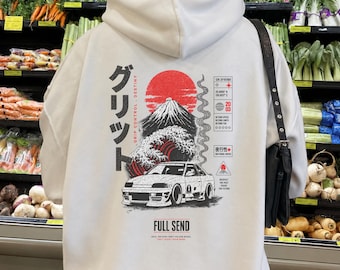 JDM Drift Car Hoodie, Japanese Racing Graphic Sweatshirt, Tuner Car Streetwear, Y2K Racing Hoodie