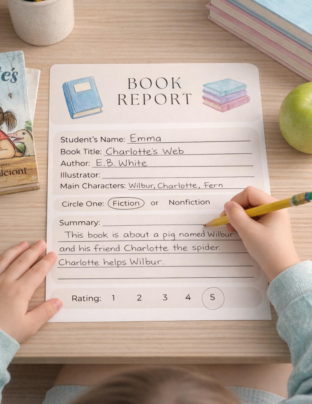 Book Report Worksheet Homeschool Teachers Elementary Students Printable ...