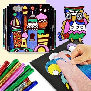 DIY-Zauber-Regenbogen-Kunstaufkleber-Zeichenset, kreatives Zeichenspielzeug, frühkindliches Lernspielzeug, handgemachtes Geschenk für Kinder