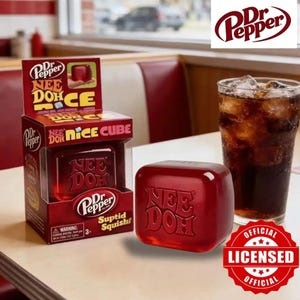 Dr Pepper x NeeDoh Nice Cube Squishy, giocattolo antistress morbido e comprimibile per bambini e adulti, giocattolo sensoriale per alleviare l'ansia.