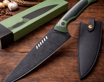 8-Inch Japanese Chef Knife Gyuto – High Carbon 1.4116 German Steel Blade, All-Steel Ergonomic Handle, Ultra Sharp Kitchen Knife