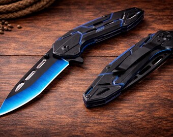 Couteau de poche EDC stylé pour homme – Couteau pliant de 8,6 cm en acier inoxydable avec poche, idéal pour le camping, la randonnée et les activités de plein air. Le cadeau parfait pour lui.