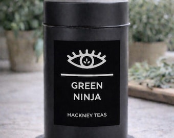 Green Ninja örtte med fokus och lugn, koffeinfritt, 100 g burk, citrongräs, ingefära och mynta