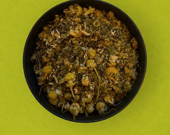 Digestea örtte med matsmältning, koffeinfritt, 100 g burk, kamomill och pepparmynta