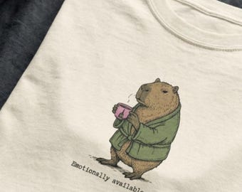 Capybara Shirt Emotionally Available Ish, Funny Introvert Tee, Cute Animal Graphic T Shirt, Capybara Meme, Trending Animal Shirt