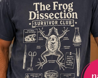 The Frog Dissection Survivor Club Shirt, Funny Biology Teacher Tee, Vintage Frog Anatomy Graphic, Science Class Lab Shirt, Gen X Memories