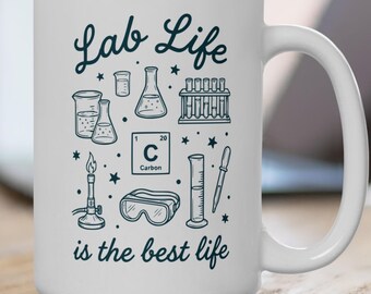 Science Coffee Cup, Lab Life Mug, Chemistry Teacher Gift, Scientist Mug, Lab Technician Gift, Biology Nerd Gift, Science Lover Mug