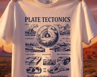 Plate Tectonics Shirt, Geology Teacher Tee, Science Graphic T Shirt, Earth Science Gift, Geologist Gift, Vintage Academia Shirt